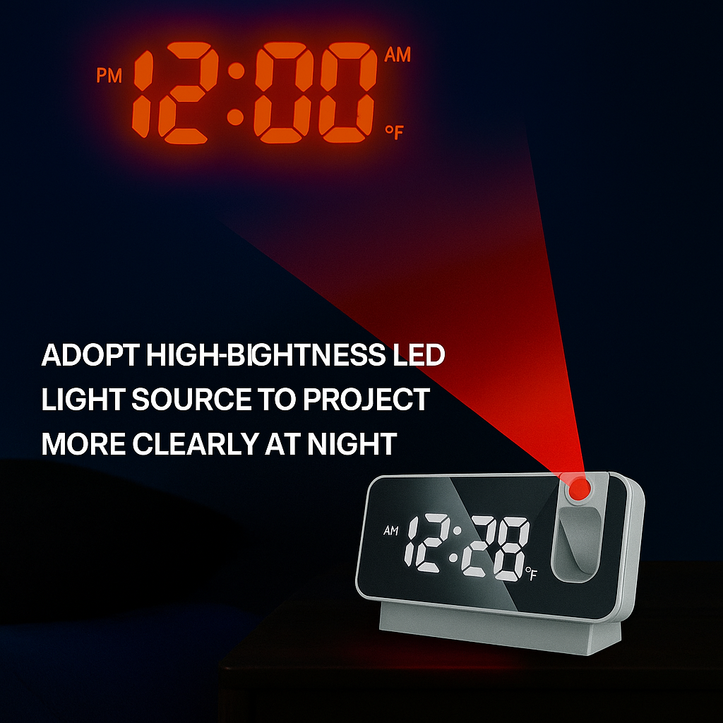 LED Projection Digital Alarm Clock Phone Charger
