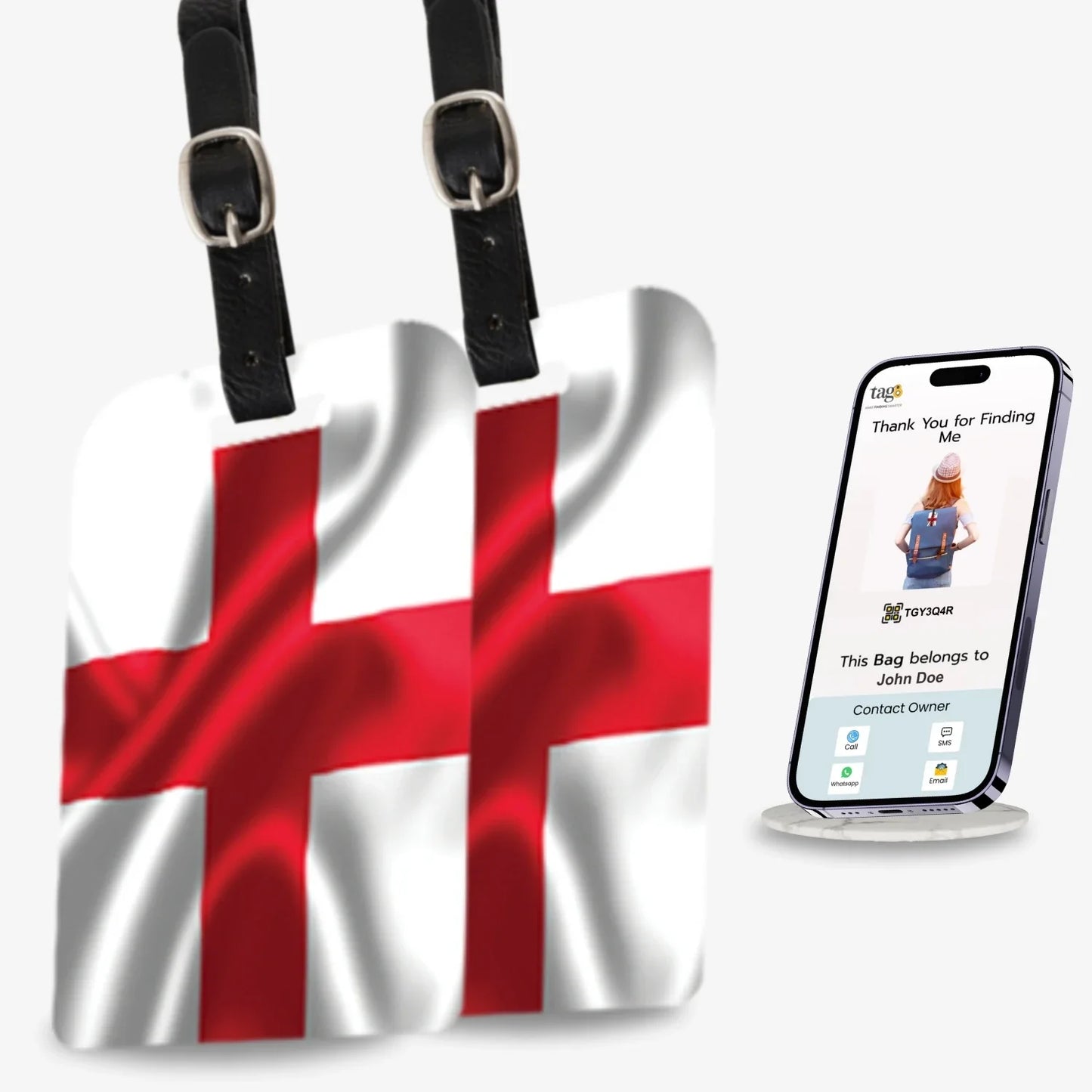 Smart Bag Security Tag - England Flag [Pack 2]-0