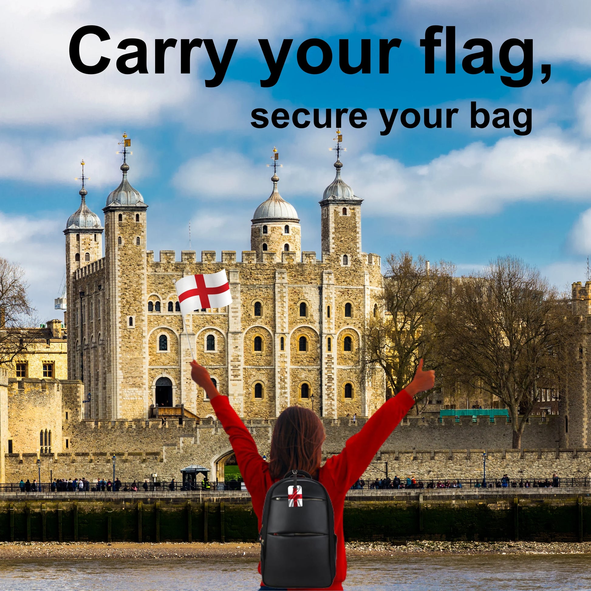 Smart Bag Security Tag - England Flag [Pack 2]-2