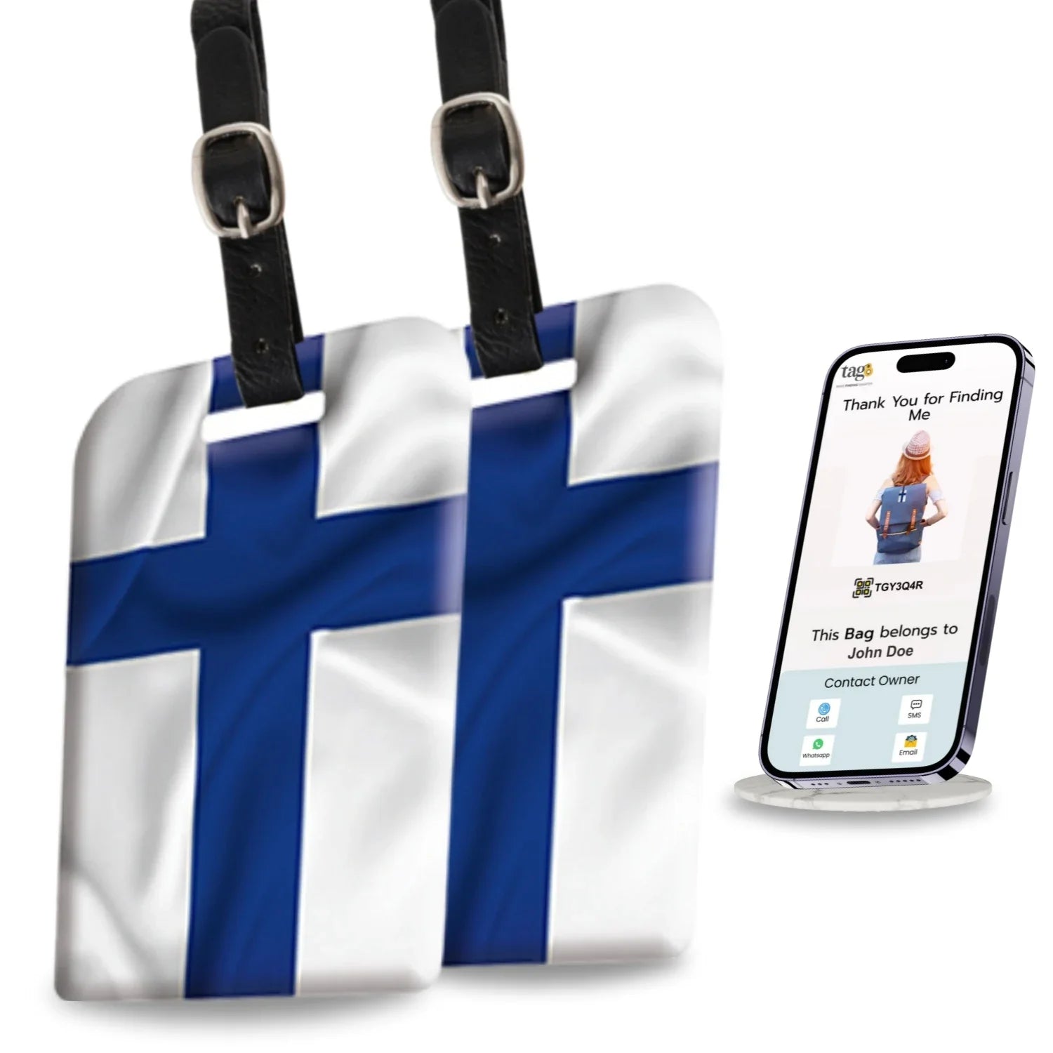 Smart Bag Security Tag -  Finland  Flag [Pack 2]-0