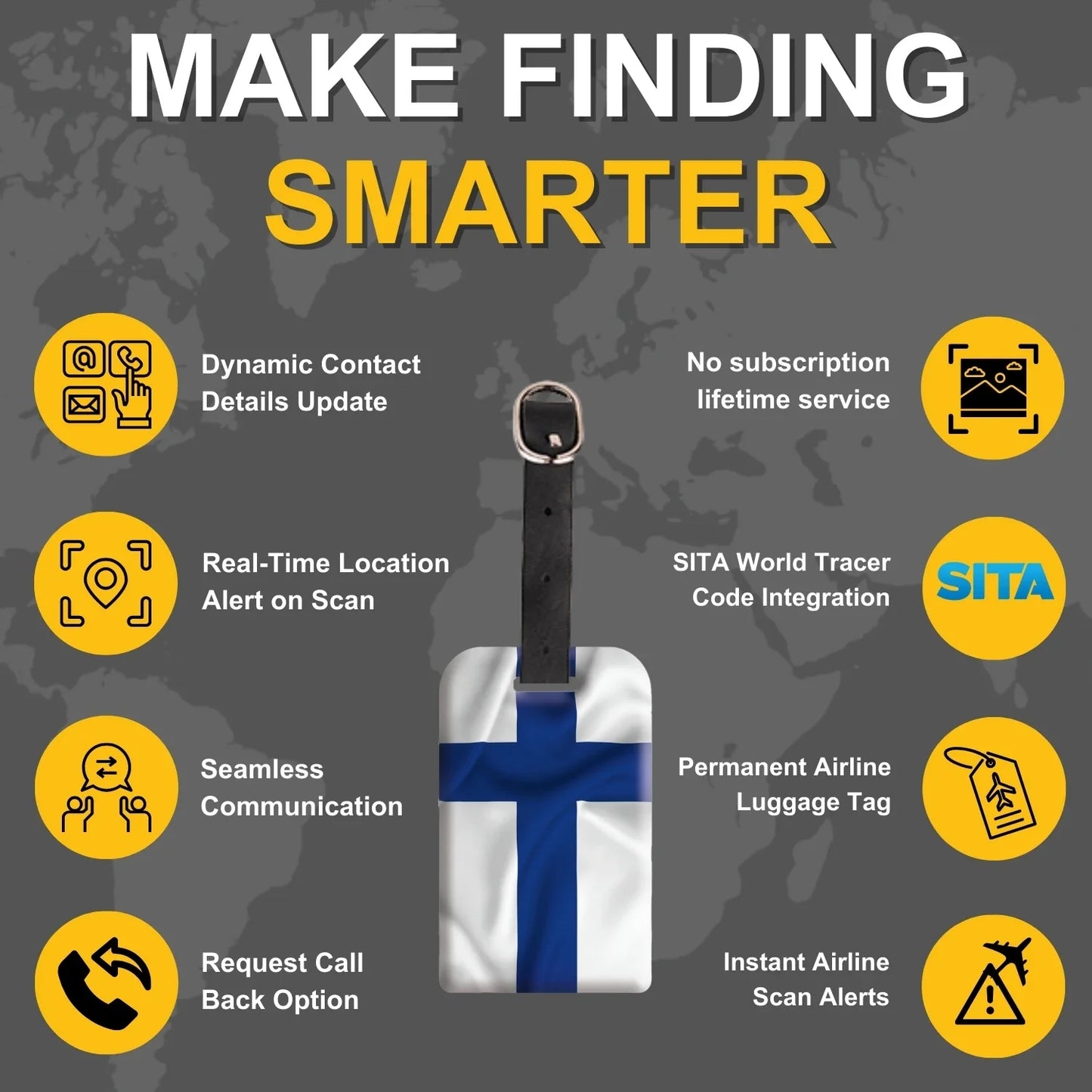 Smart Bag Security Tag -  Finland  Flag [Pack 2]-3