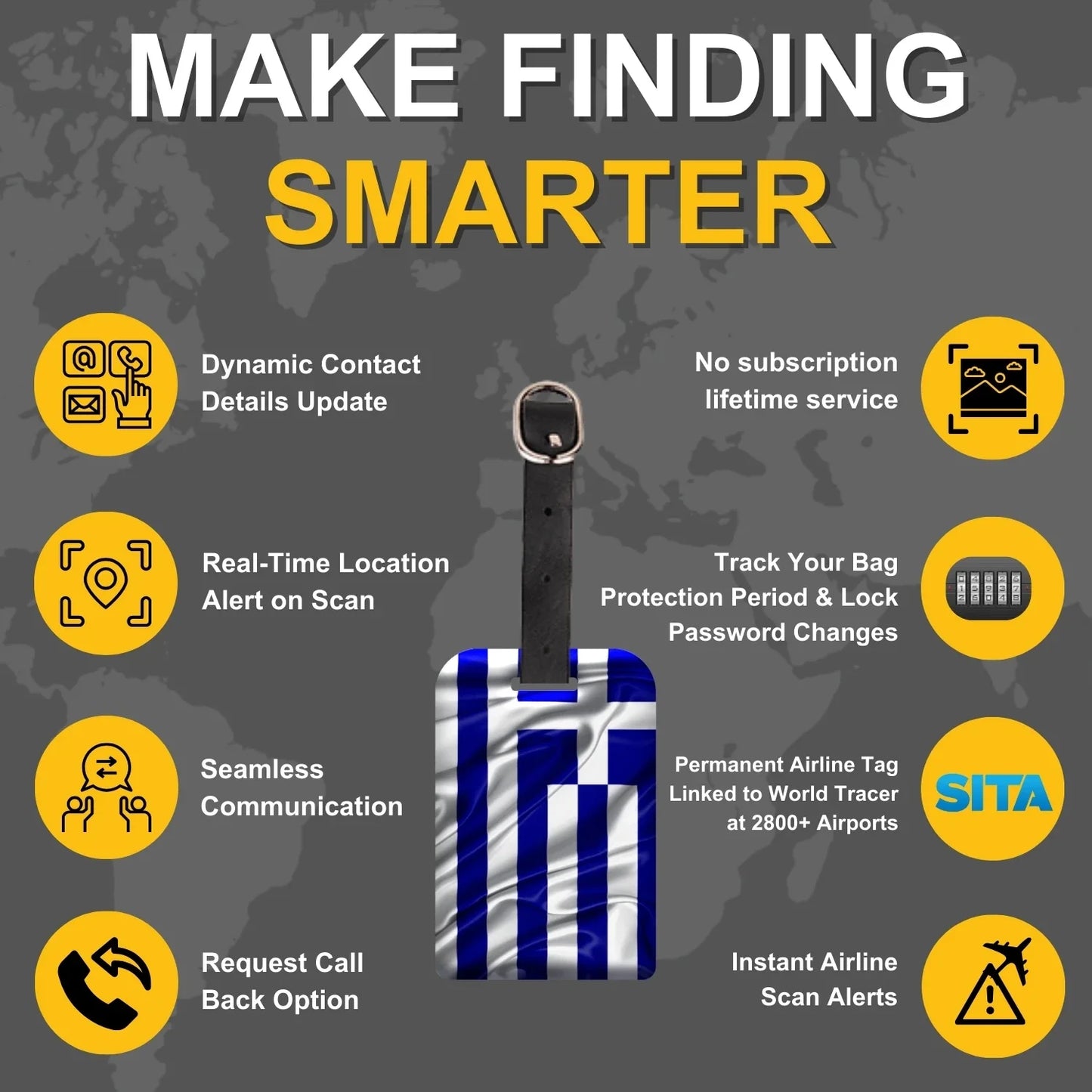 Smart Bag Security Tag - Greece Flag [Pack 2]-3