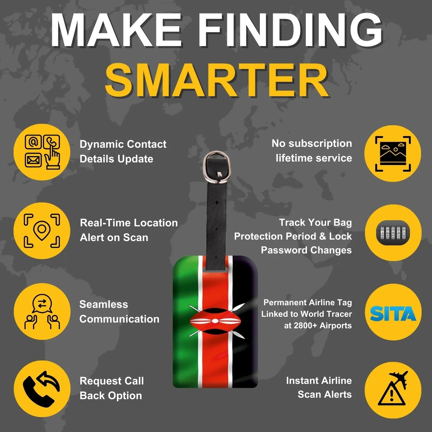 Smart Bag Security Tag - Kenya Flag [Pack 2]-3