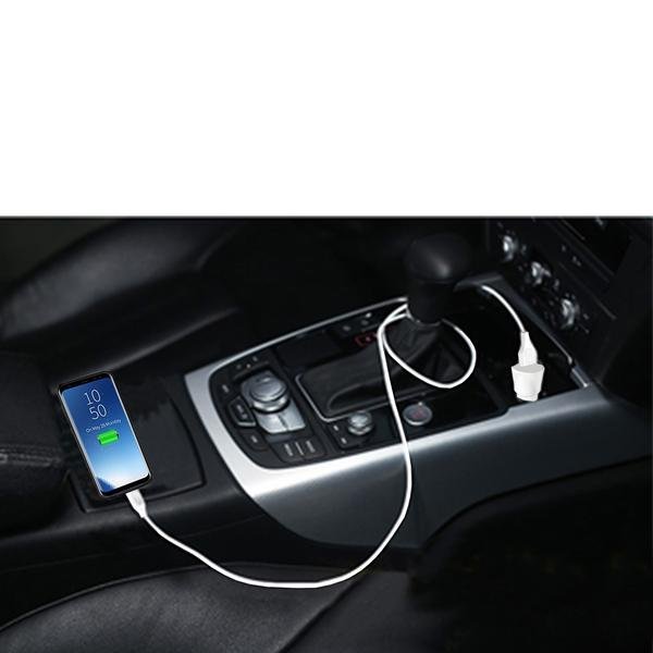 Esoulk 12W 2.4A Dual USB Travel Car Charger With 5FT Type-C Charging Cable