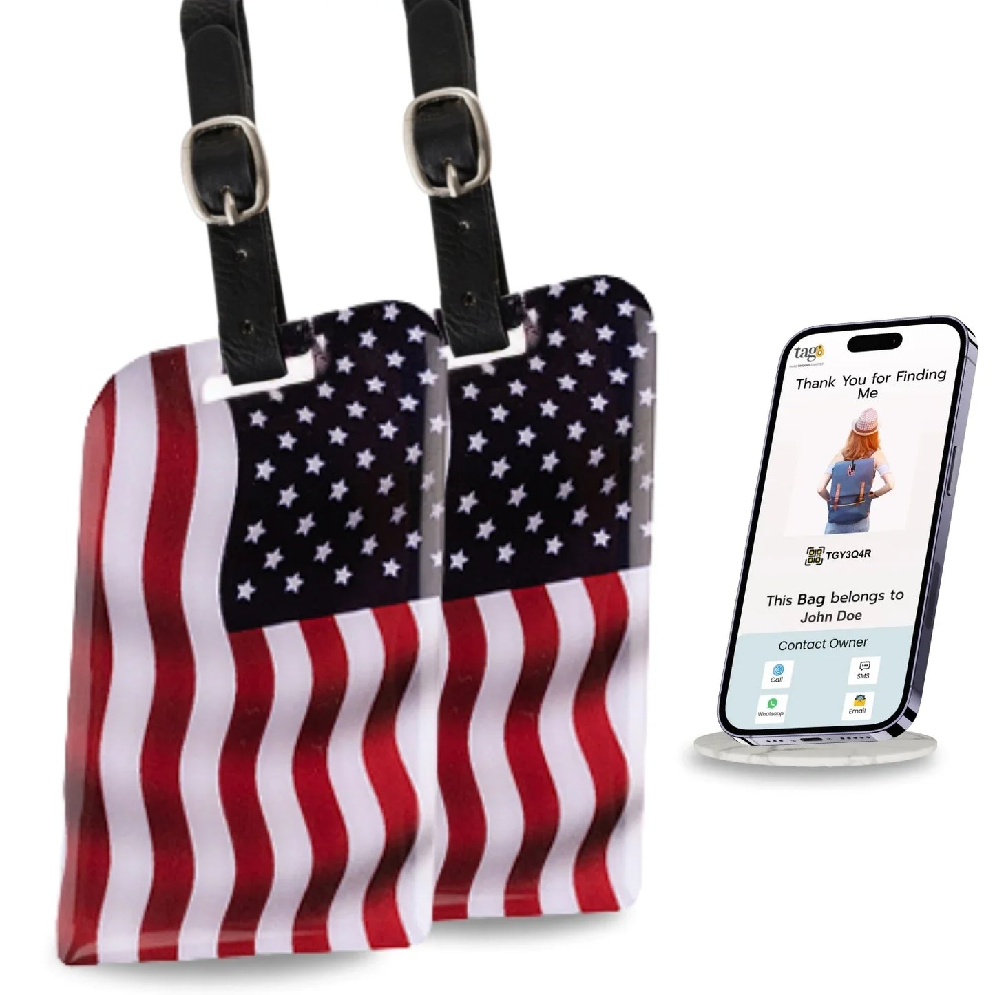 Smart Bag Security Tag - USA Flag [Pack 2]-0