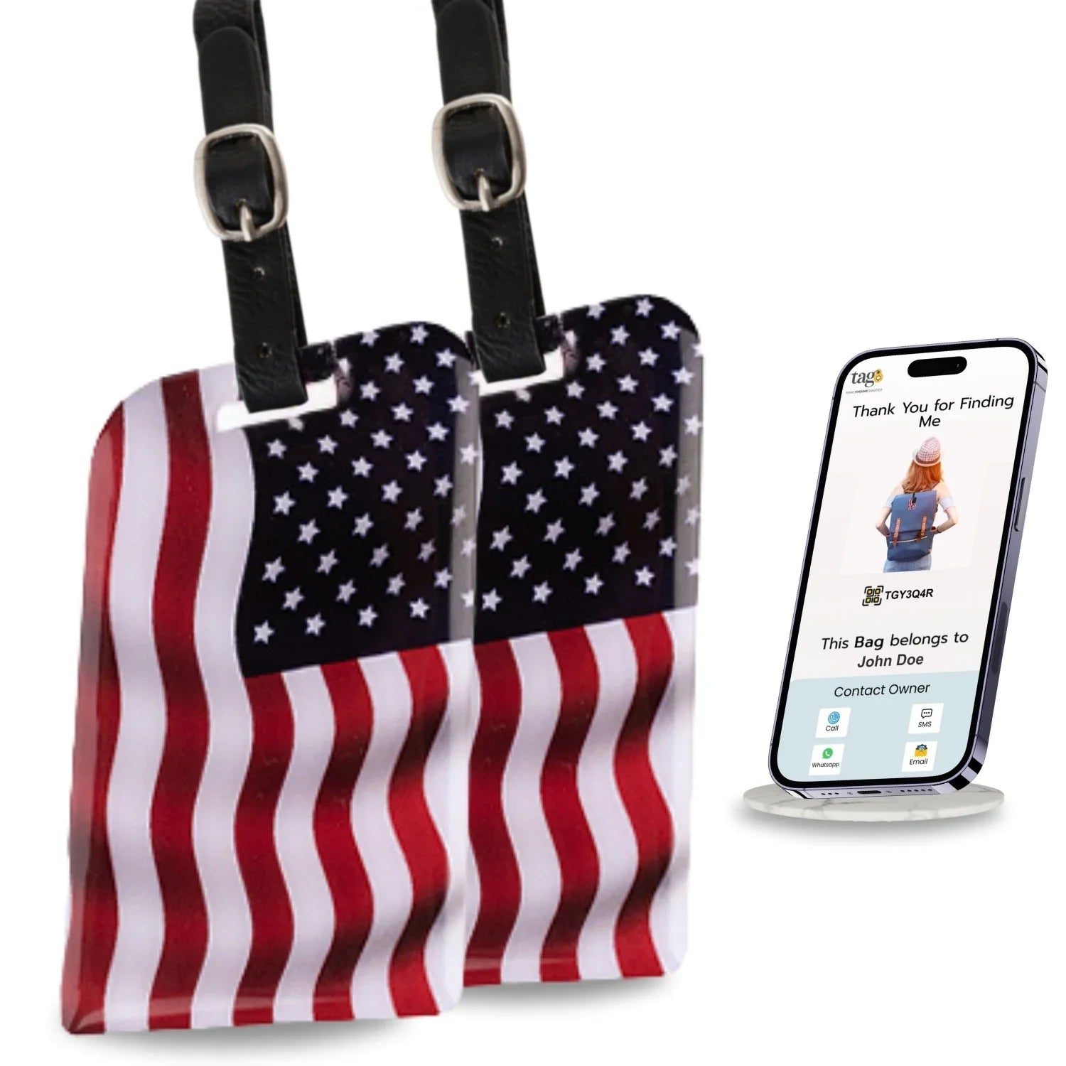 Smart Bag Security Tag - USA Flag [Pack 2]-0
