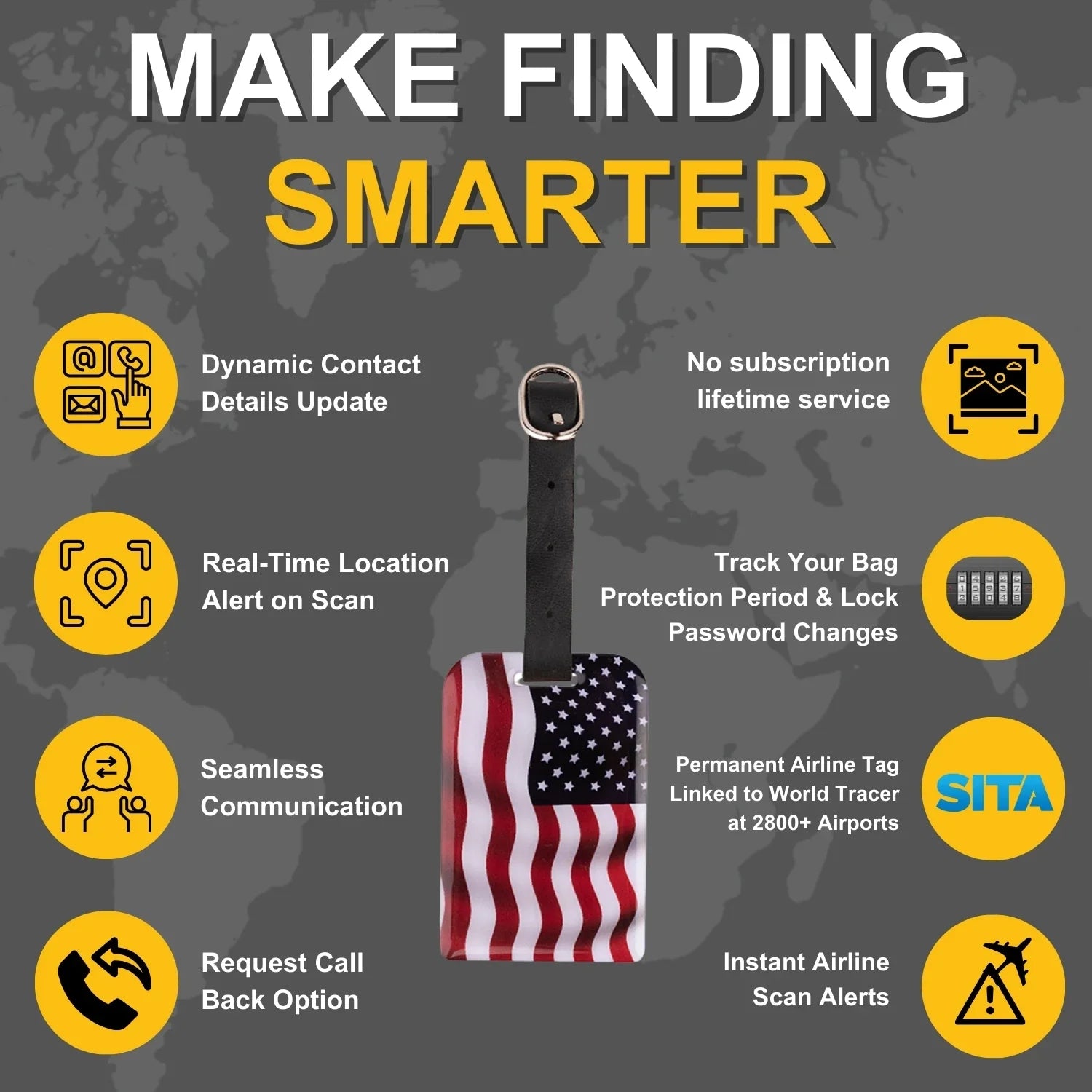 Smart Bag Security Tag - USA Flag [Pack 2]-3