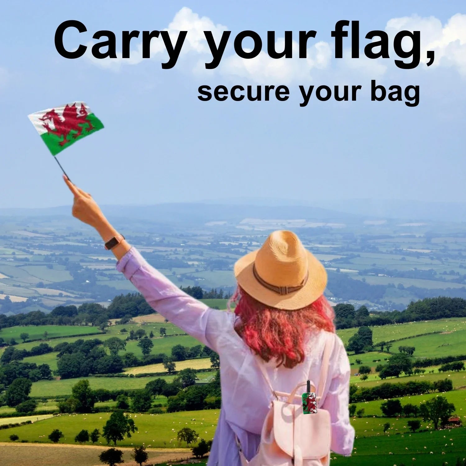 Smart Bag Security Tag - Wales Flag [Pack 2]-2